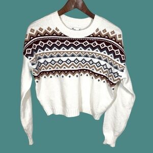 Hollister Cozy White Patterned Sweater XS